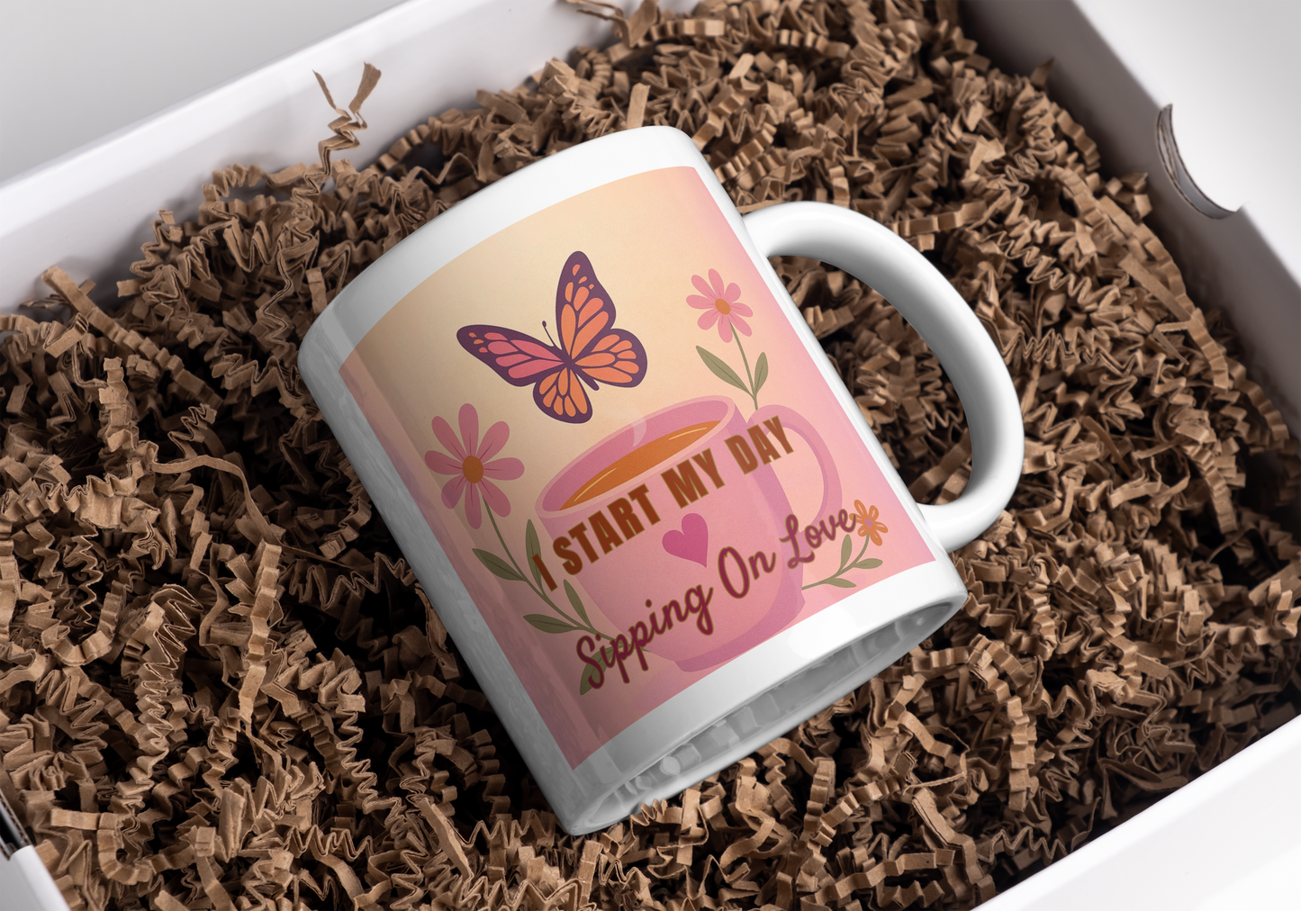 I Start My Day Sipping on Love Pink Affirmation Mug